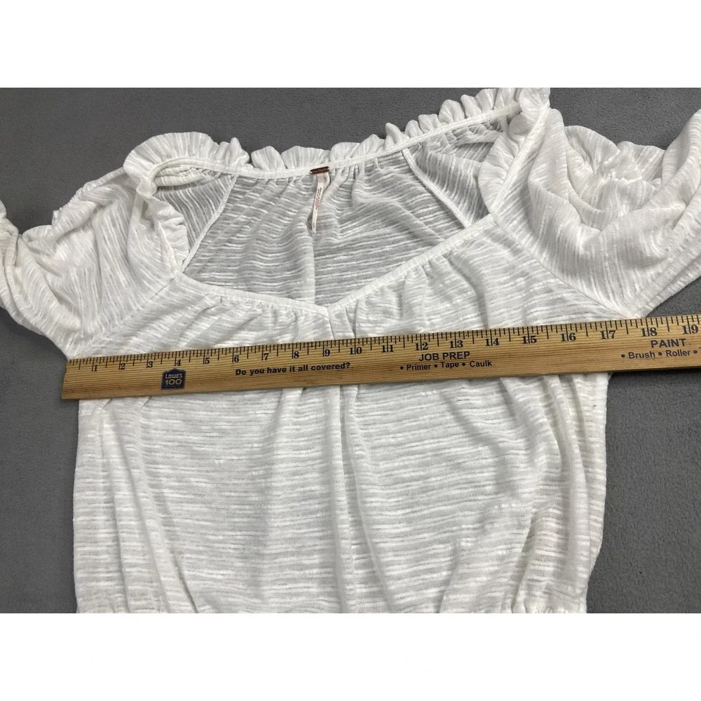 Free People Top Small White‎ Sun Valley Boho Peasant Ruffle Coquette Festival